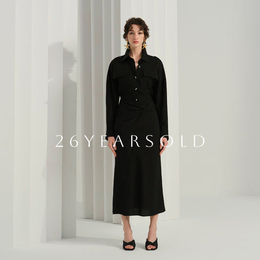 26YEARSOLD Mist Weaves Shadows Shirt Dress Black