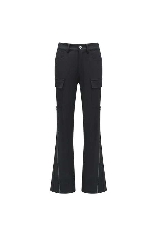High-Waisted Cargo Flare Pants