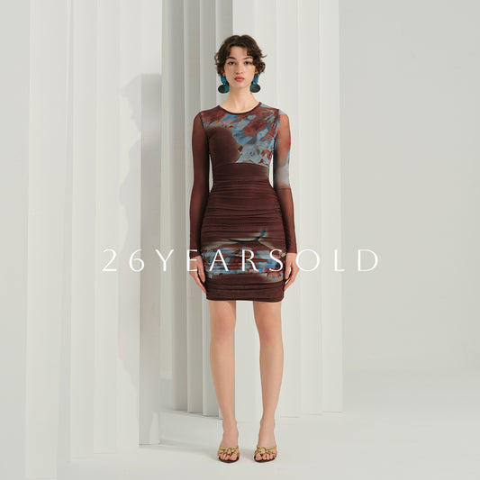 26YEARSOLD Humid Lotus Mesh Mini Dresse Tawny Rill