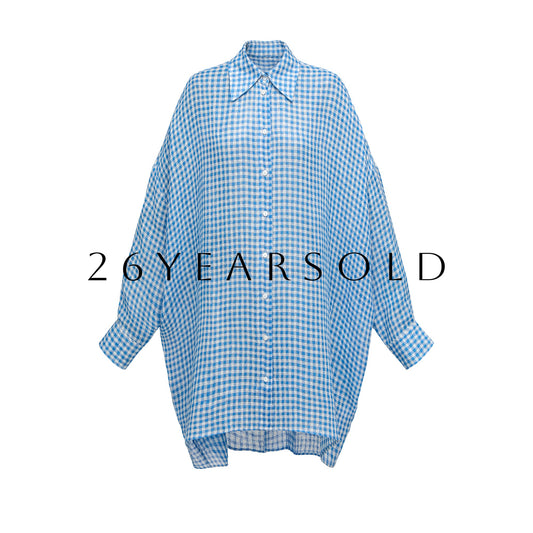 26YEARSOLD Leisurely Anecdotes Shirt Cardigan Checked-Sky Blue M