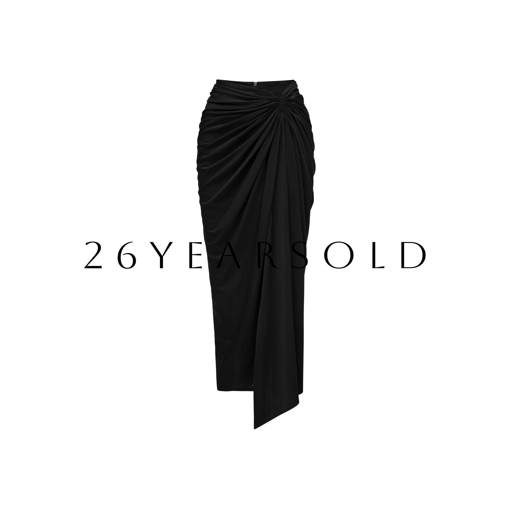 26YEARSOLD Phantom Current Midi Skirt Midnight Black