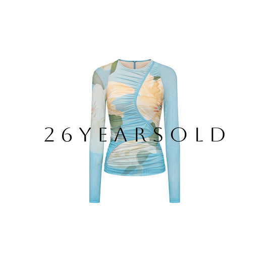 26YEARSOLD Bloom in Ether Top Blue-Yellow Floral