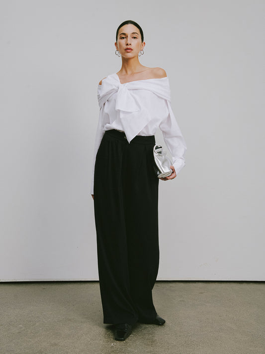 My Store Relaxed Straight-Leg Trousers in Lyocell & Wool Blend