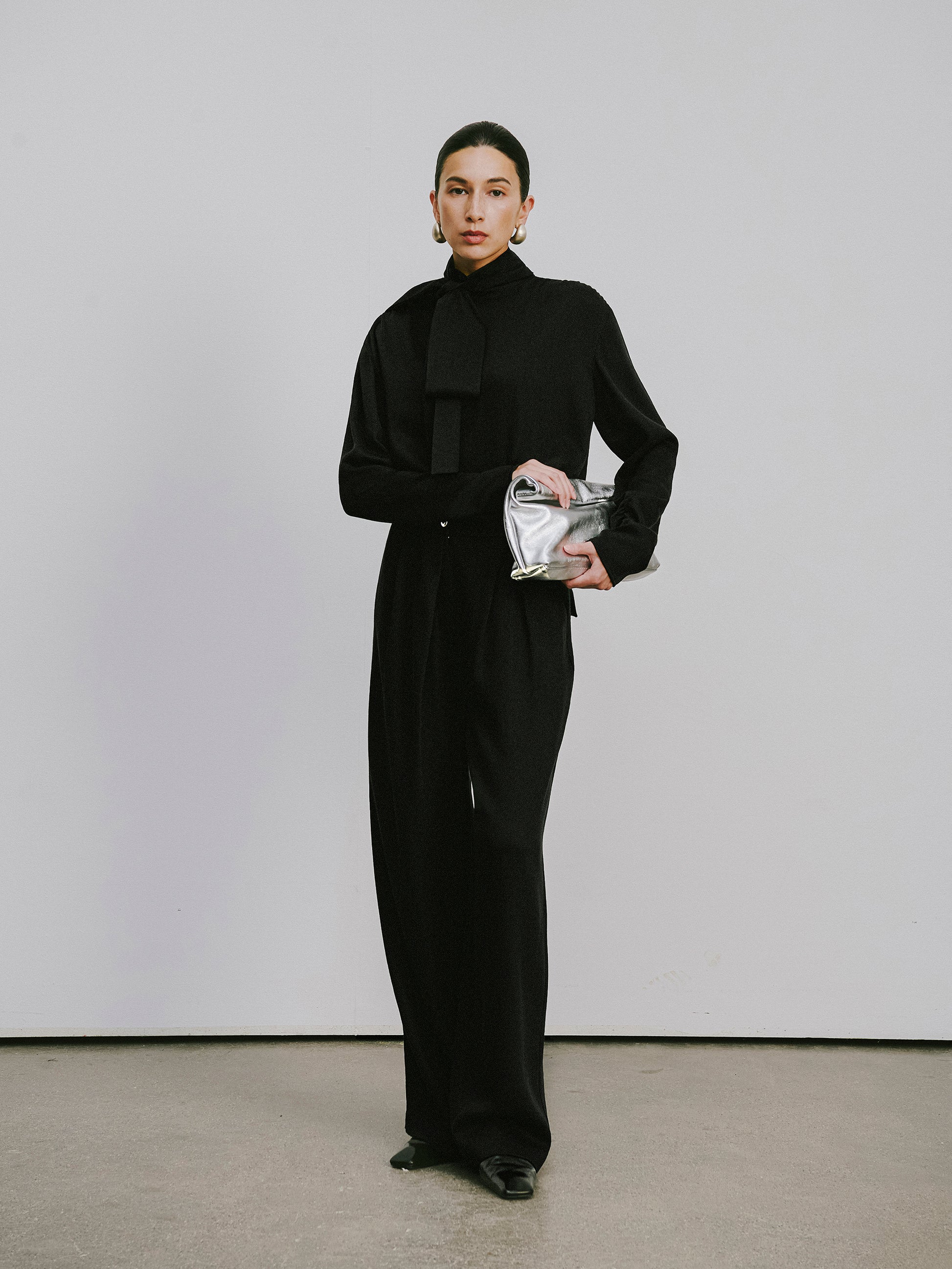 My Store Relaxed Straight-Leg Trousers in Lyocell & Wool Blend Black
