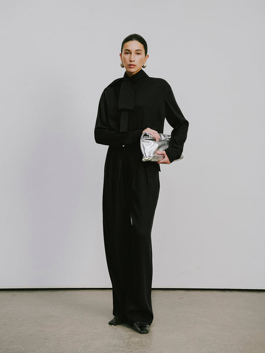 My Store Relaxed Straight-Leg Trousers in Lyocell & Wool Blend Black