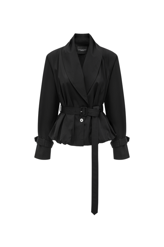 Belted Draped Collar Jacket