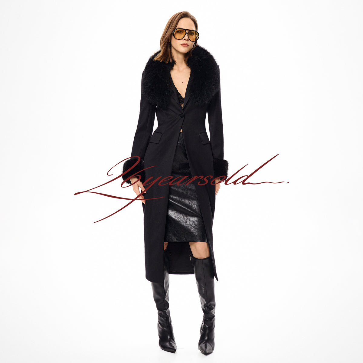 26YEARSOLD Fox Fur-Trim Wool Coat