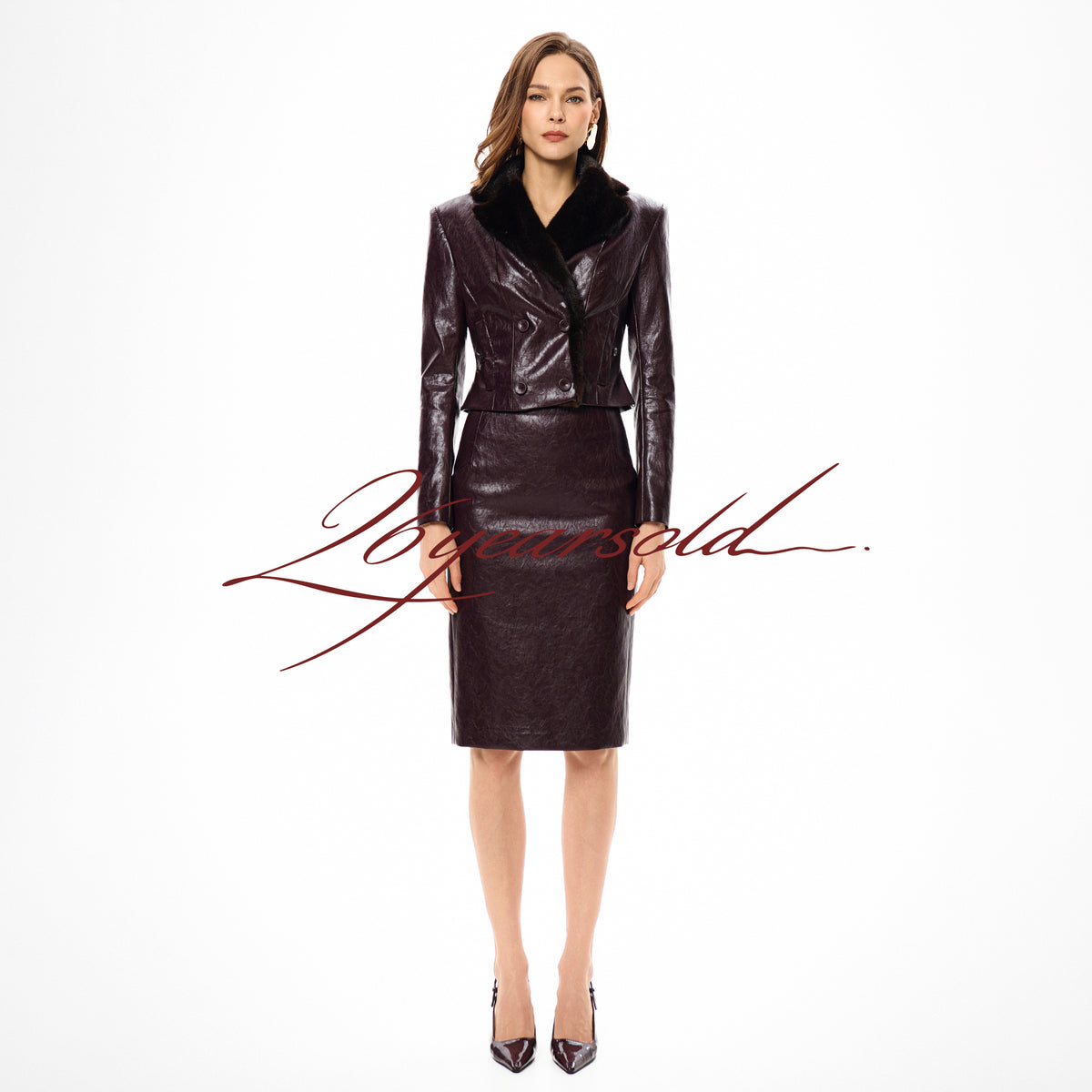 26YEARSOLD Mink Fur Collar Fitted Jacket