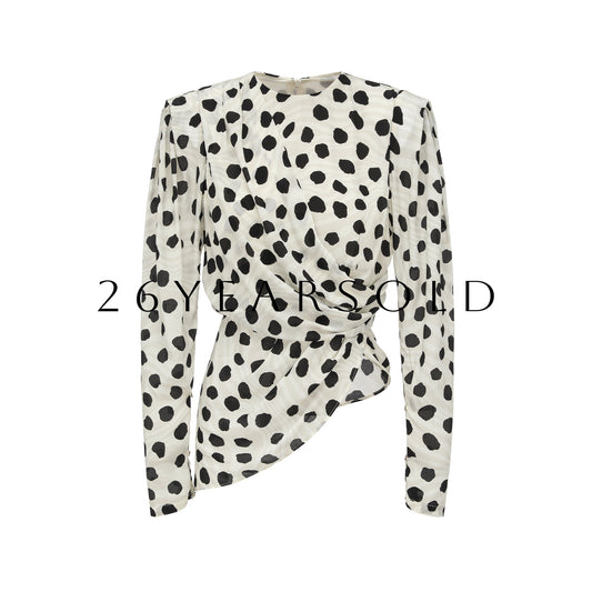26YEARSOLD Viennese Dots Casual Tops Blouse White-Black Dots