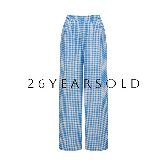 26YEARSOLD Leisurely Anecdotes Pants Checked-Sky Blue