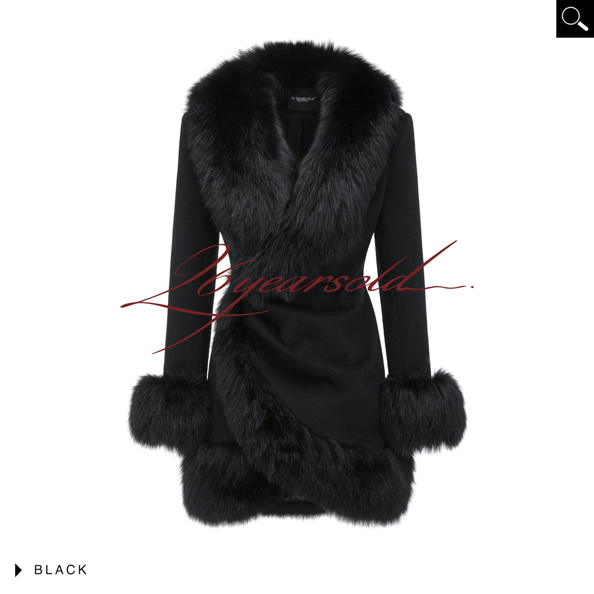 26YEARSOLD Fox Fur-Trim Wool Jacket Black