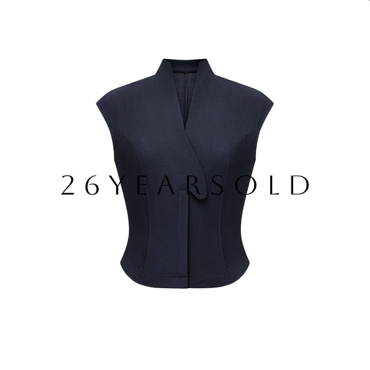26YEARSOLD Simple Rhythm Top Vest Navy Blue