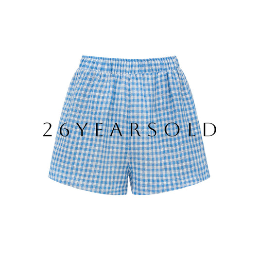 26YEARSOLD Leisurely Anecdotes Shorts Checked-Sky Blue