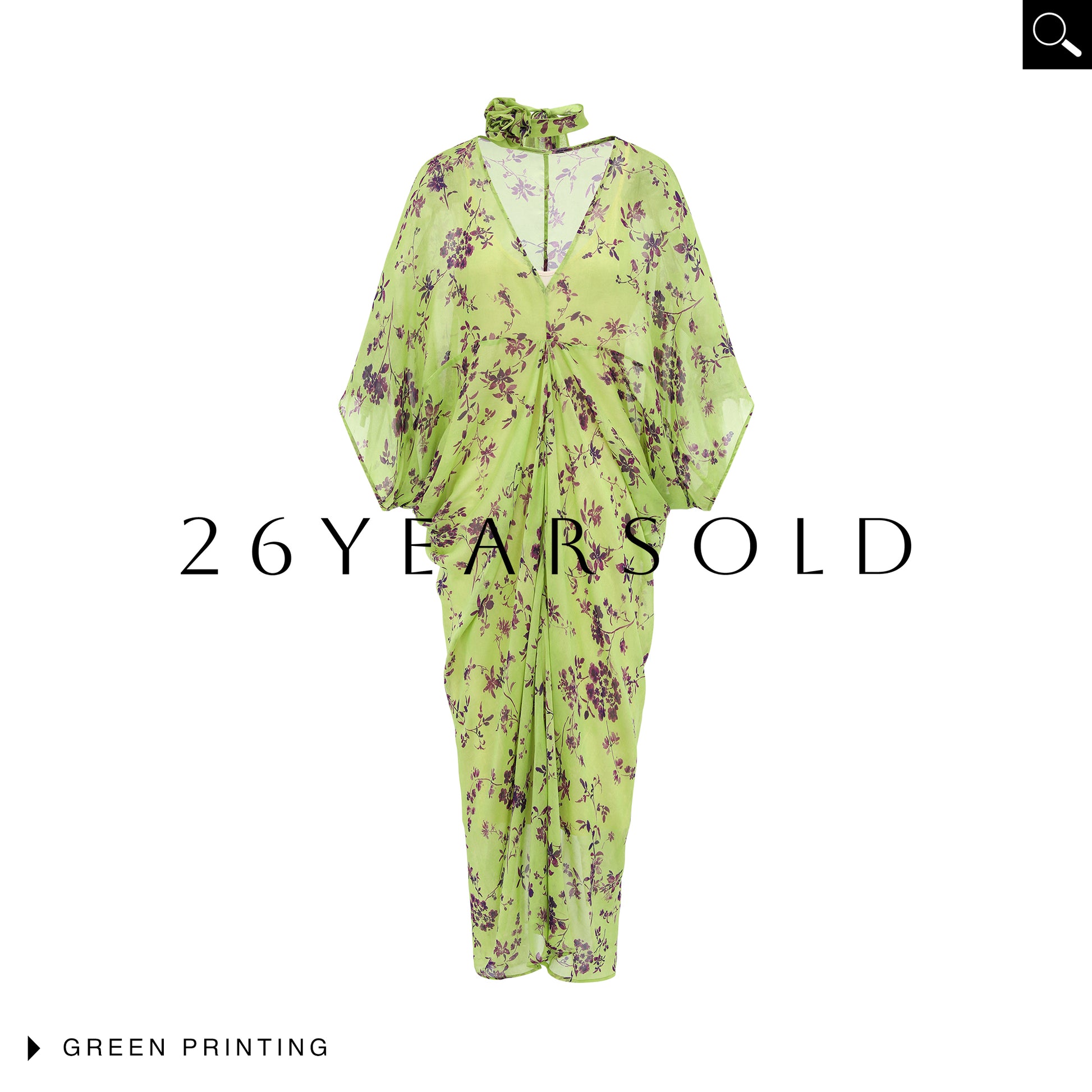 26YEARSOLD The Serenade Silk-Blend Choker Kaftan Maxi Dress Green Ivy Print