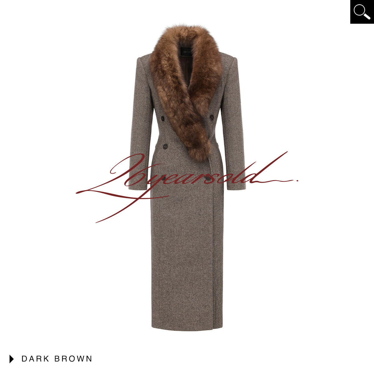 26YEARSOLD Fox Fur-Collar Wool Blend Coat Brown