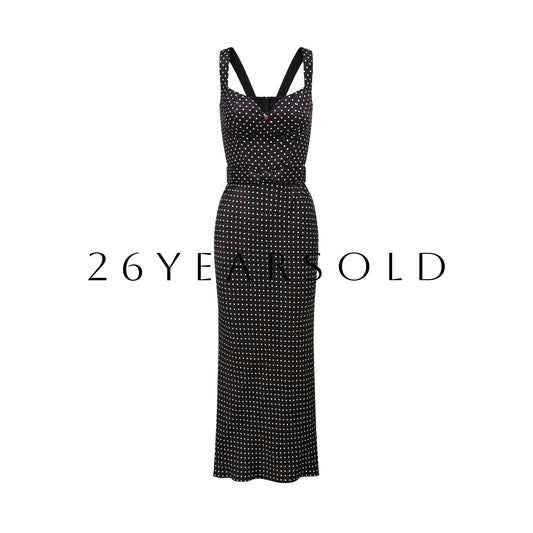 26YEARSOLD Retro Starburst Deep V Neck Polka Dot Maxi Dress