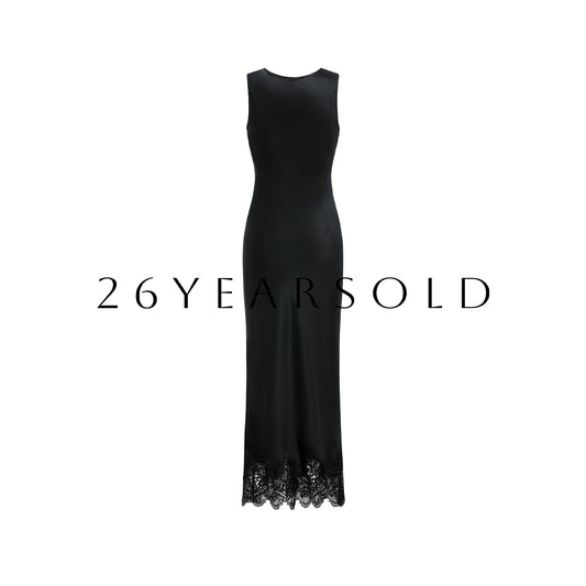 26YEARSOLD Shadow Floral Court Satin Maxi Dress