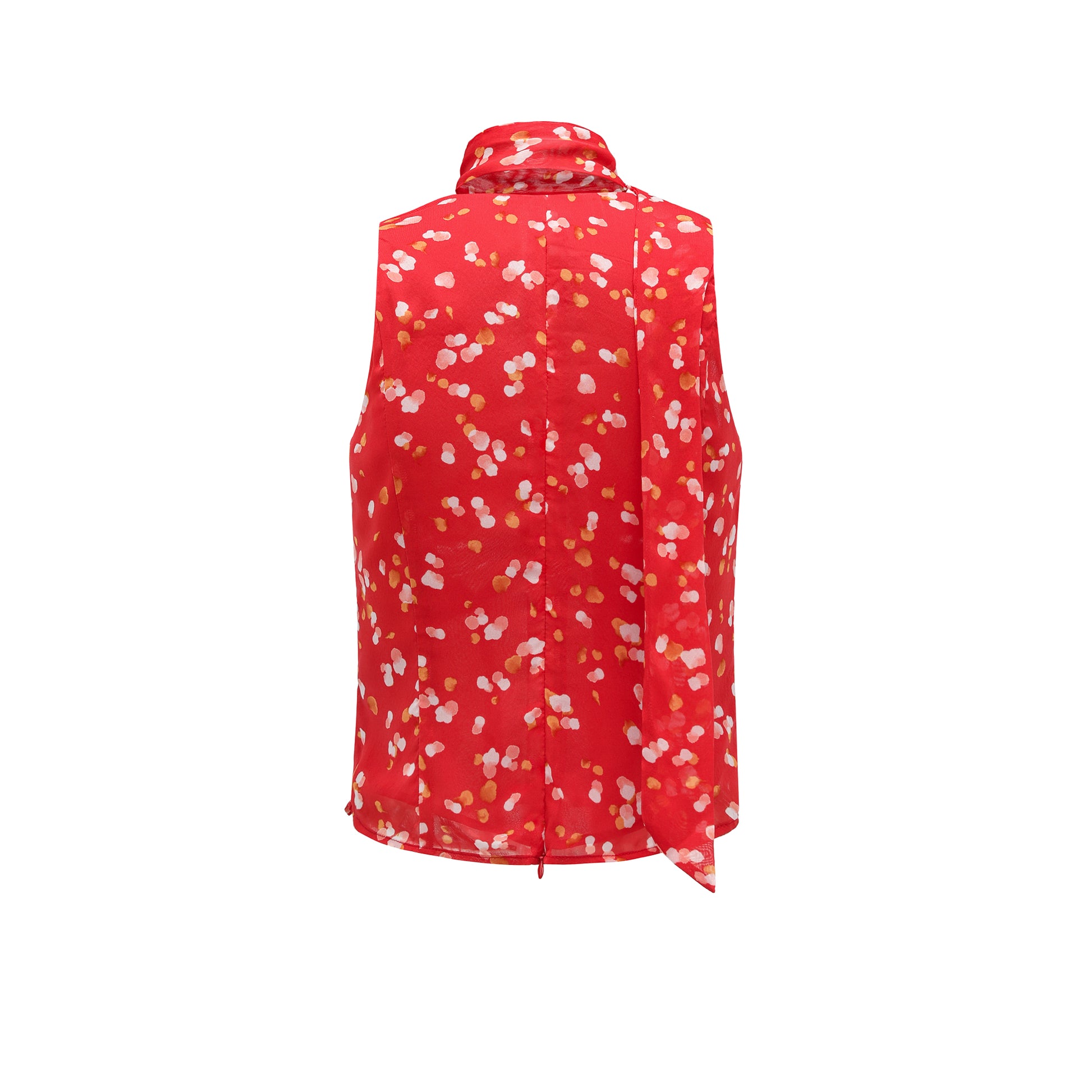 26YEARSOLD Silk Blend Impressionist Polka Dot Tie Neck Top