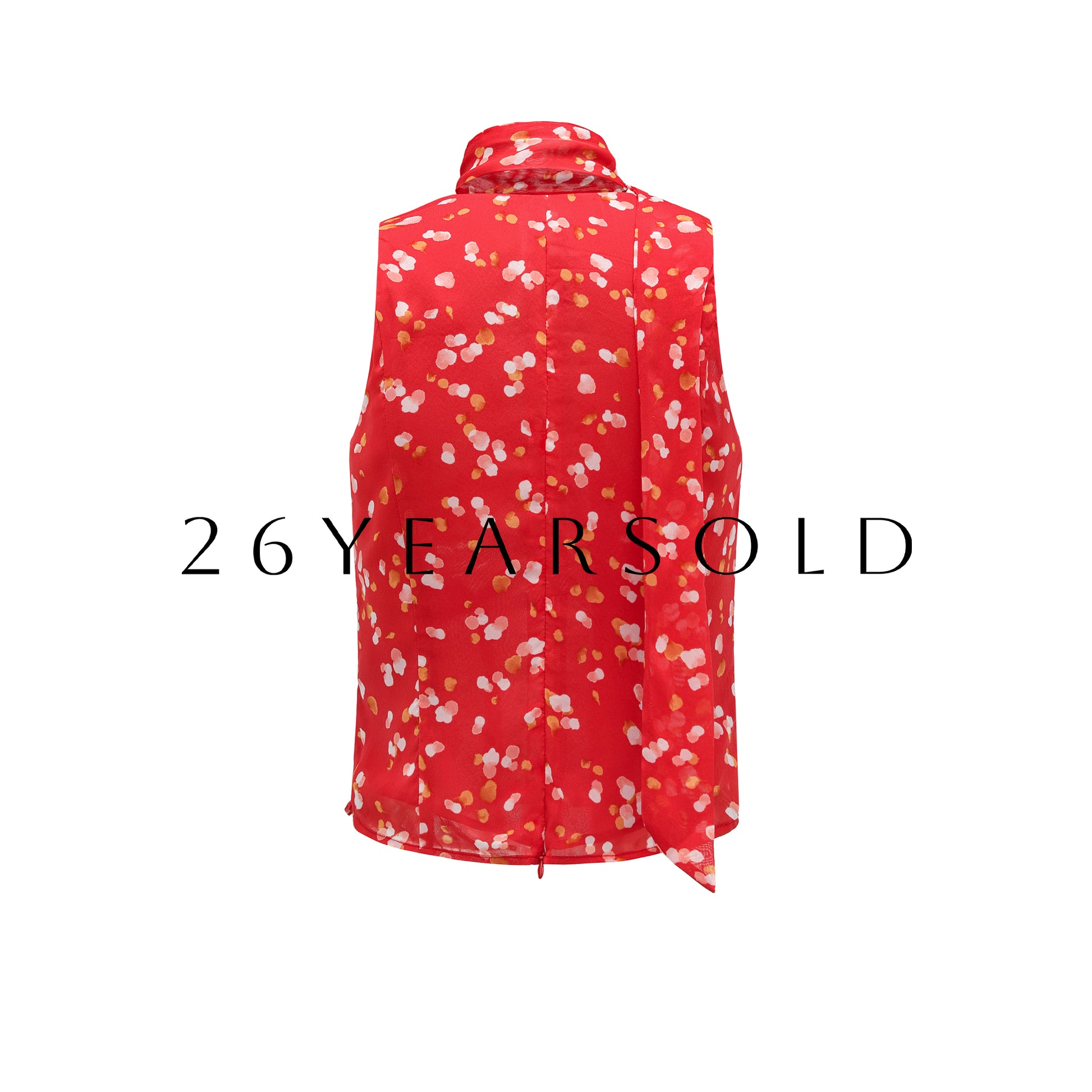 26YEARSOLD Silk Blend Impressionist Polka Dot Tie Neck Top