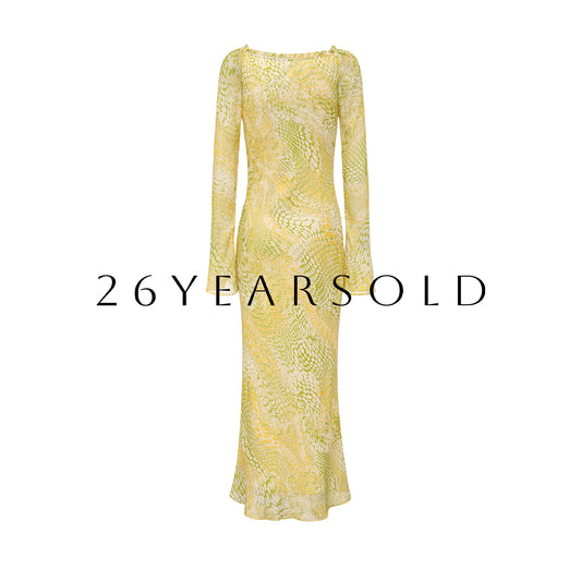 26YEARSOLD Apricot & Lime Abstract Print Mulberry Silk Maxi Dress