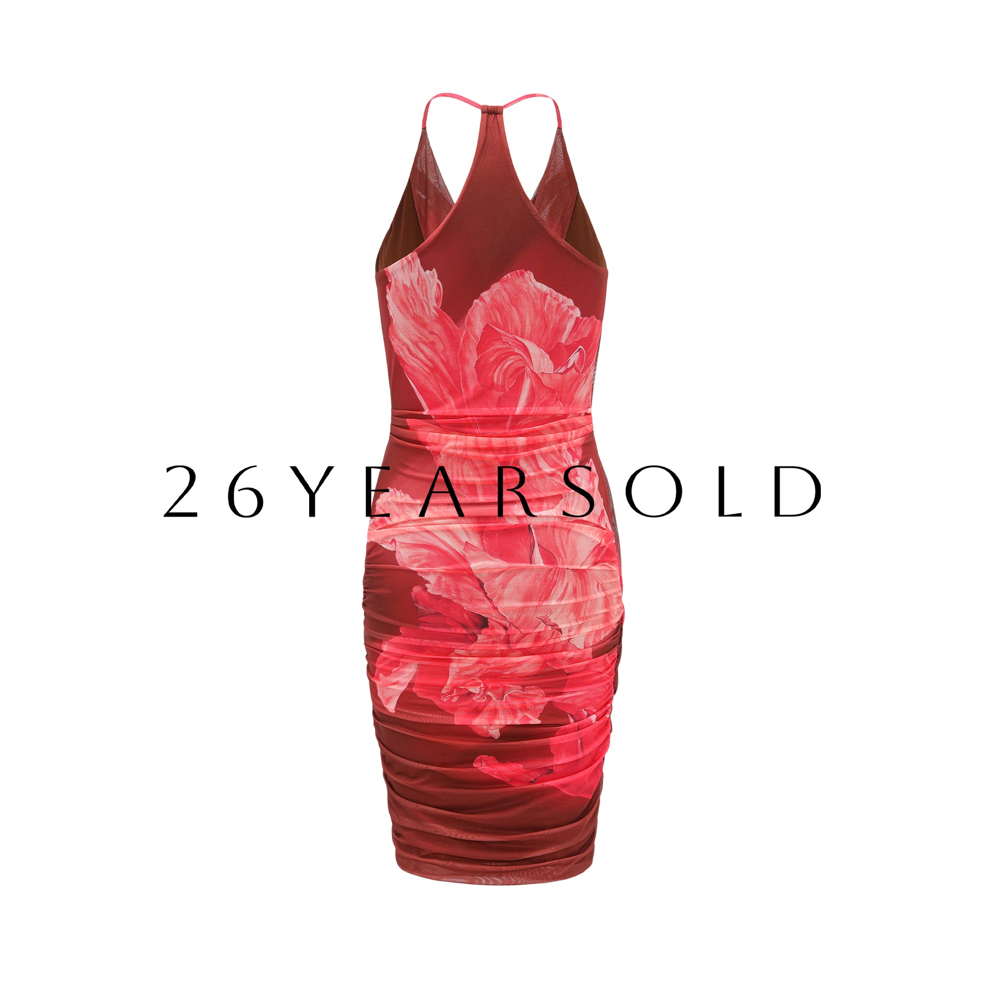 26YEARSOLD Lingering Blossom Halter V-Neck Short Dress