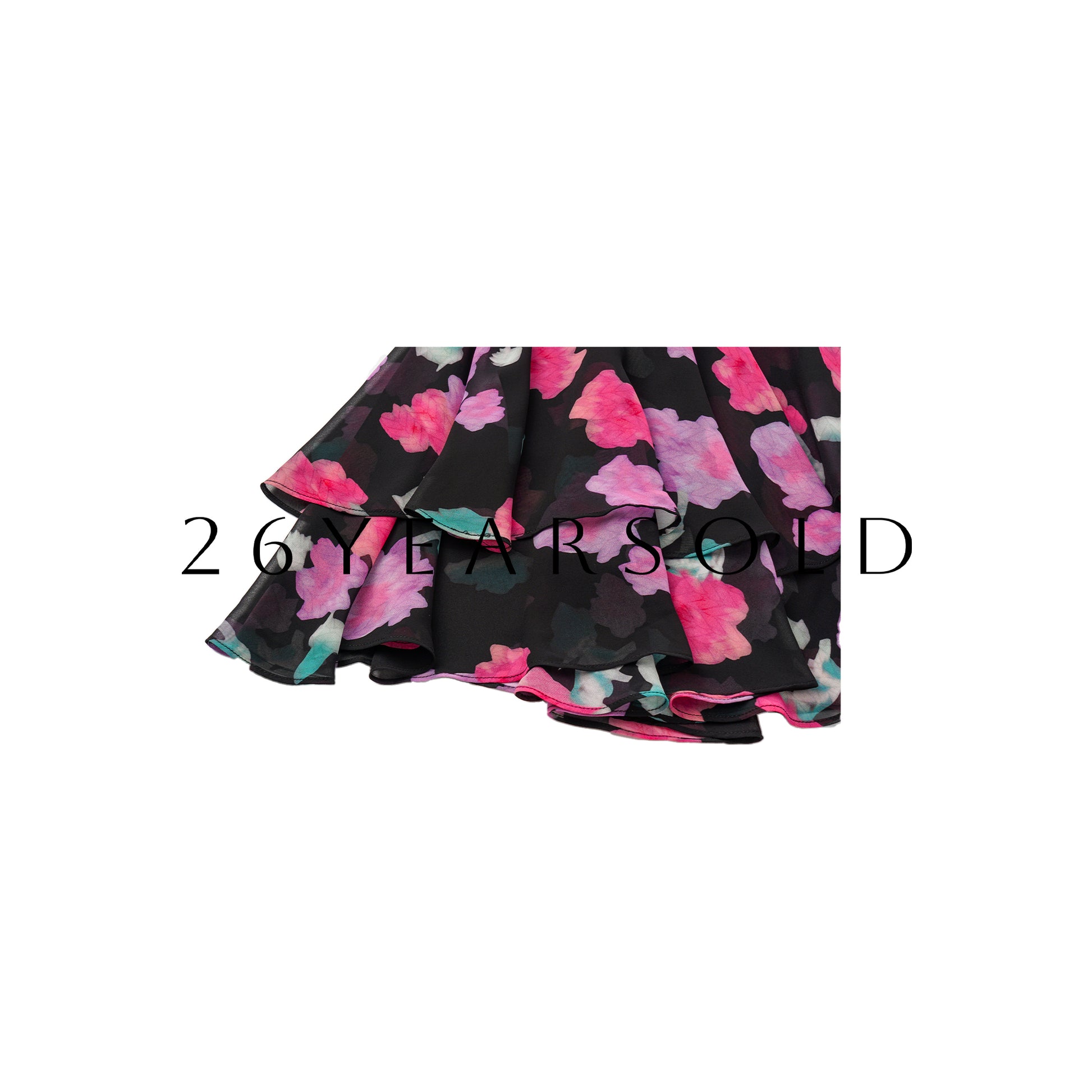 26YEARSOLD Ruffle Mermaid Floral Maxi Dress in Watercolor Chiffon