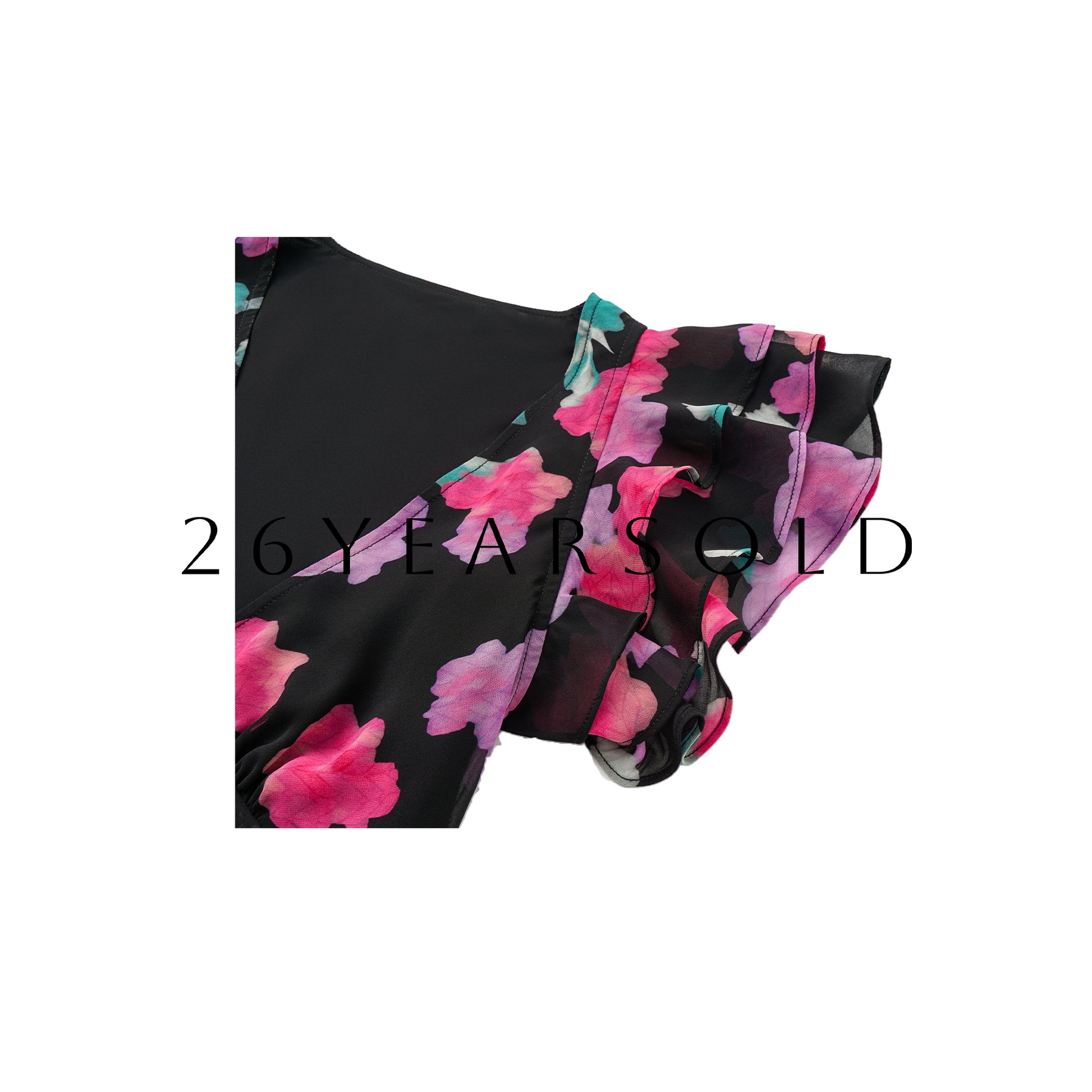 26YEARSOLD Ruffle Mermaid Floral Maxi Dress in Watercolor Chiffon
