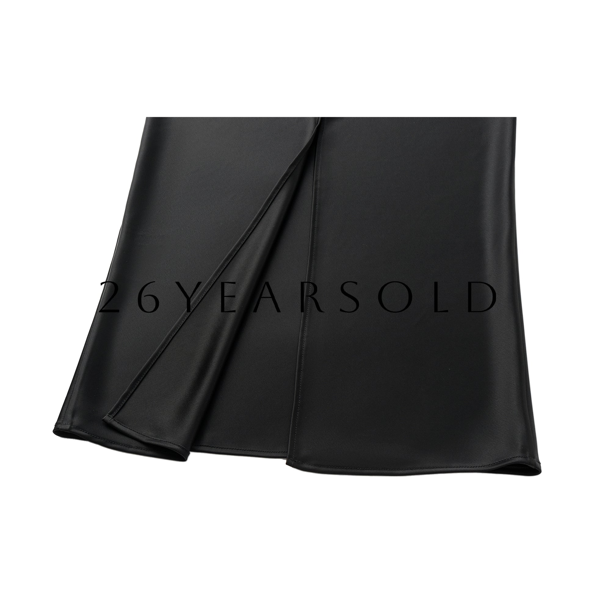 26YEARSOLD Black Elegance Acetate Satin Halter Neck Trousseau Maxi Dress