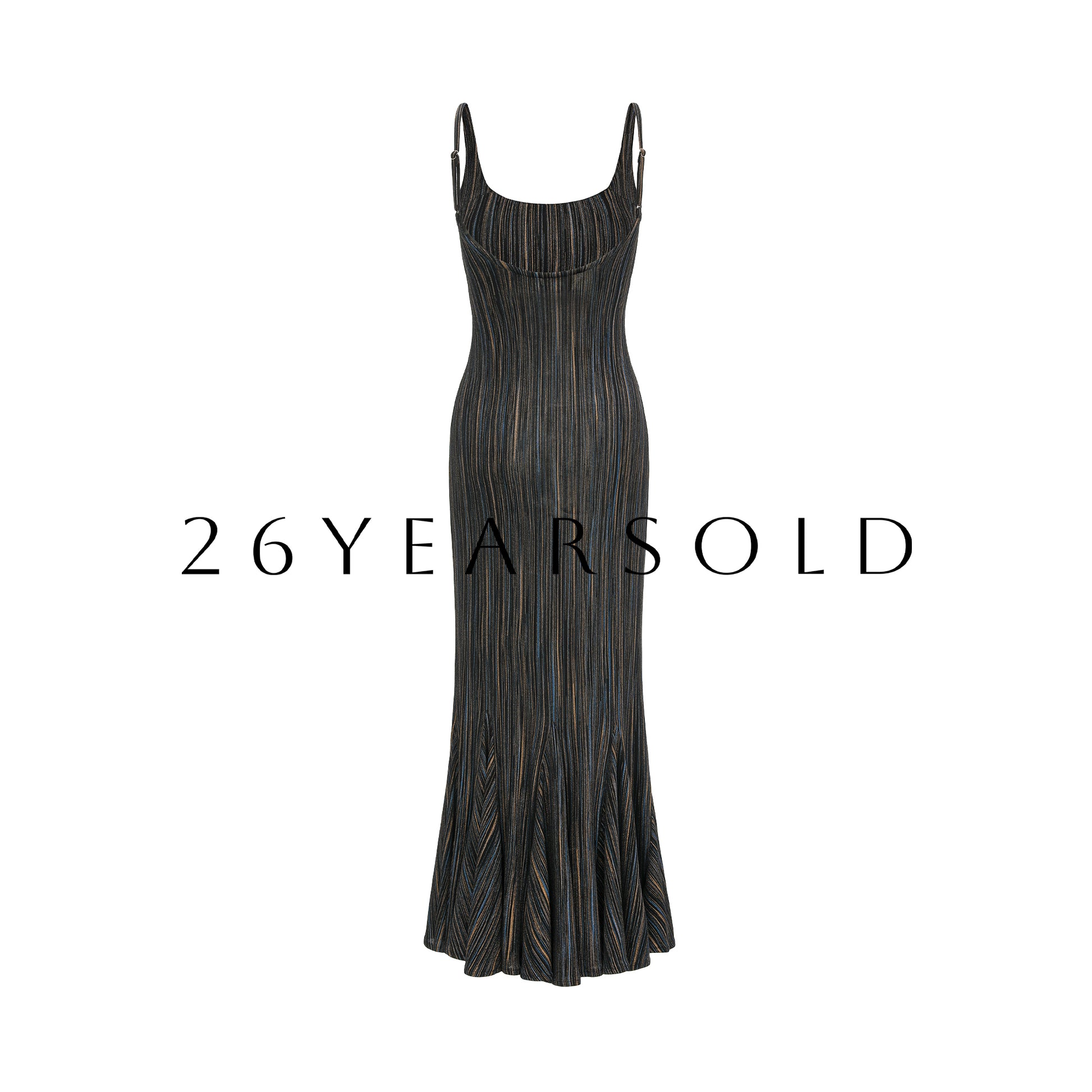 26YEARSOLD Shimmering Metallic Knit Halter Maxi Dress