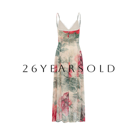 26YEARSOLD Rose Mist Silk-Blend Lace Maxi Slip Dress
