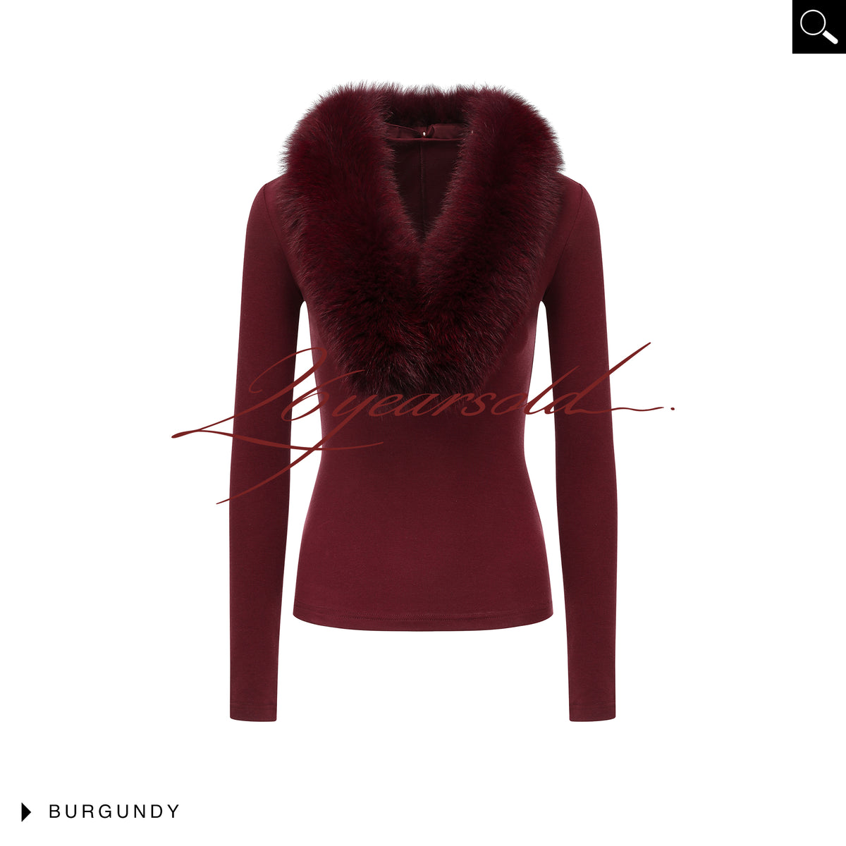 26YEARSOLD Fur-Collar Fitted Top Burgundy