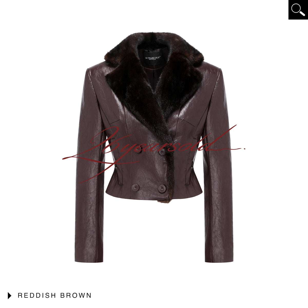 26YEARSOLD Mink Fur Collar Fitted Jacket Brown