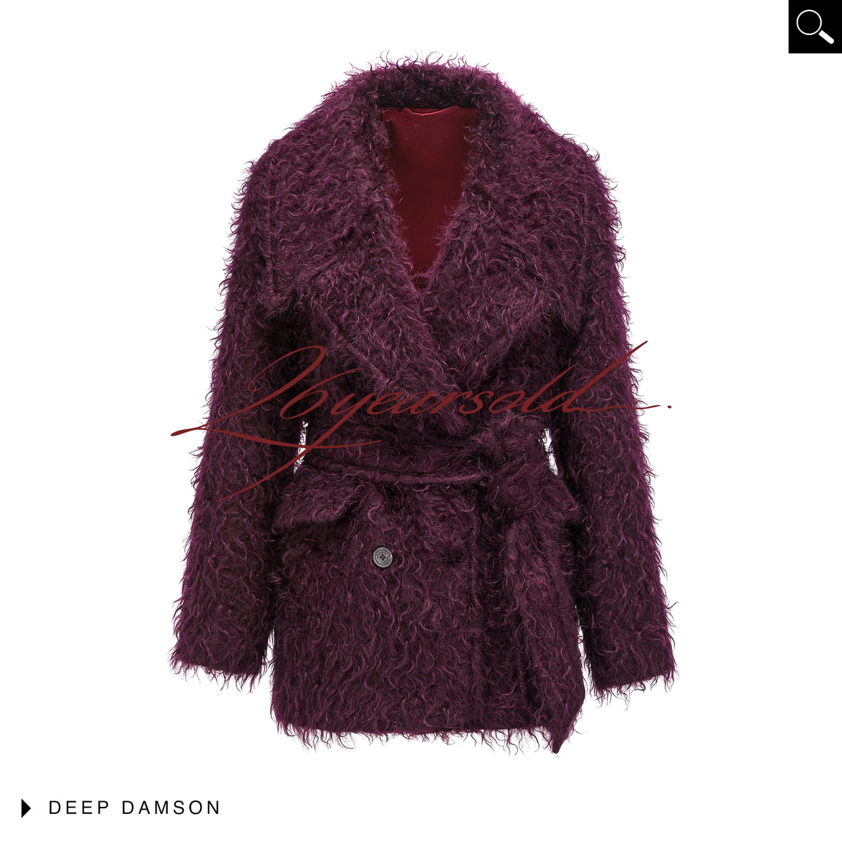 26YEARSOLD Textured Mohair Blend Belted Jacket Deep Plum