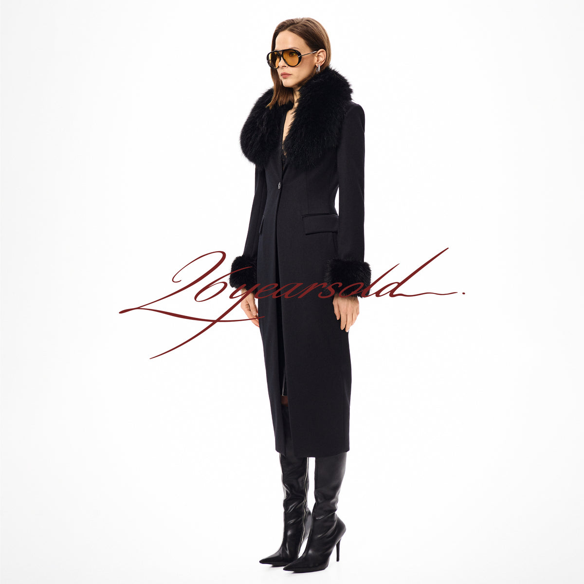 26YEARSOLD Fox Fur-Trim Wool Coat