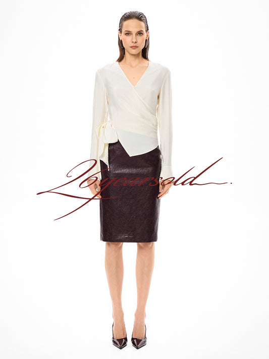 26YEARSOLD Cupro Blend Wrap Tie Waist Top White