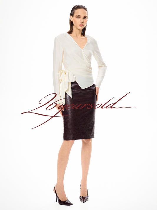 26YEARSOLD Cupro Blend Wrap Tie Waist Top