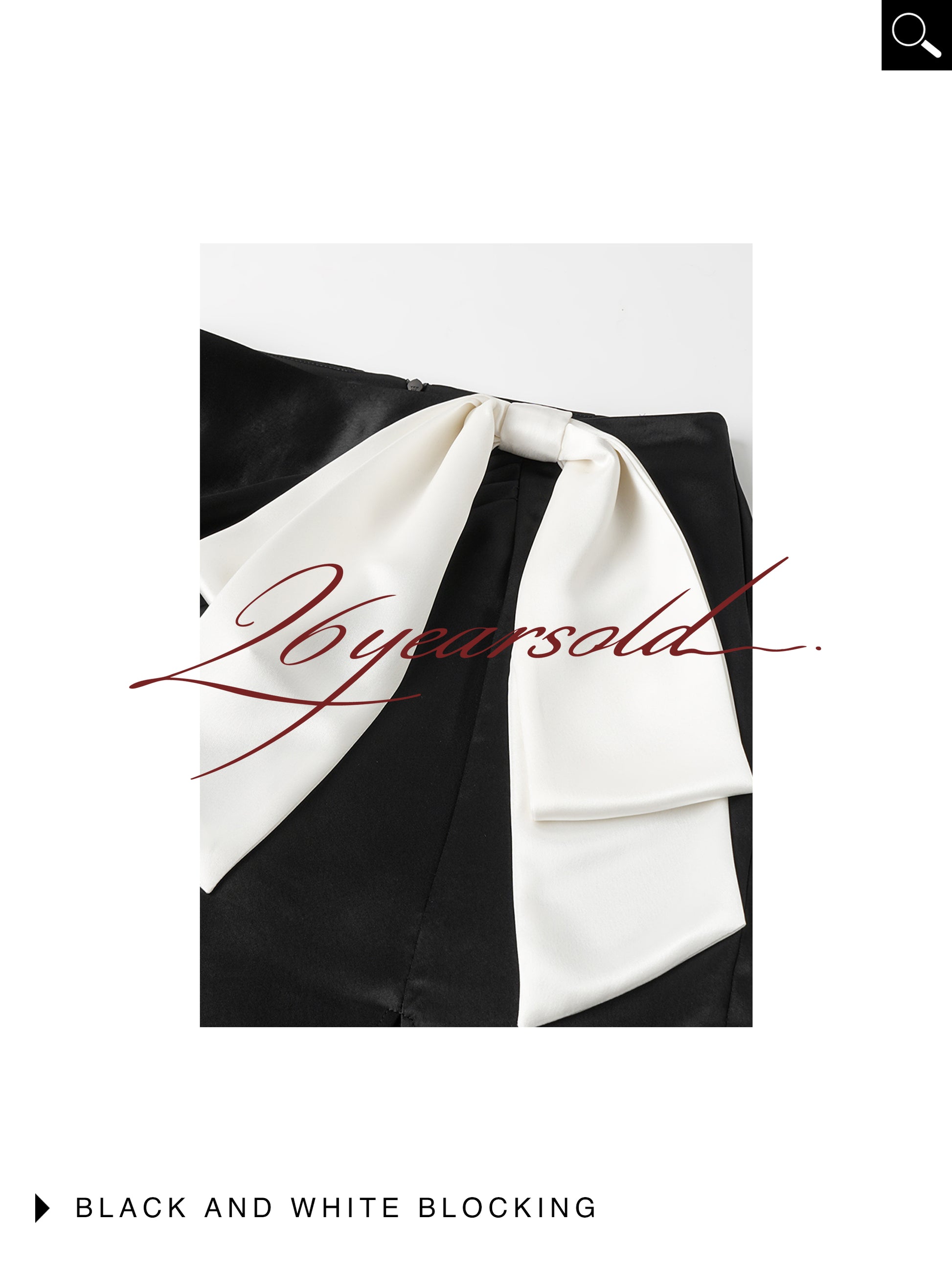26YEARSOLD Black & Ivory Bow Detail Midi Skirt