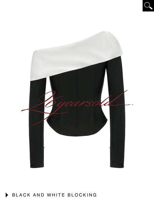 26YEARSOLD Black & White Off-Shoulder Corset Top