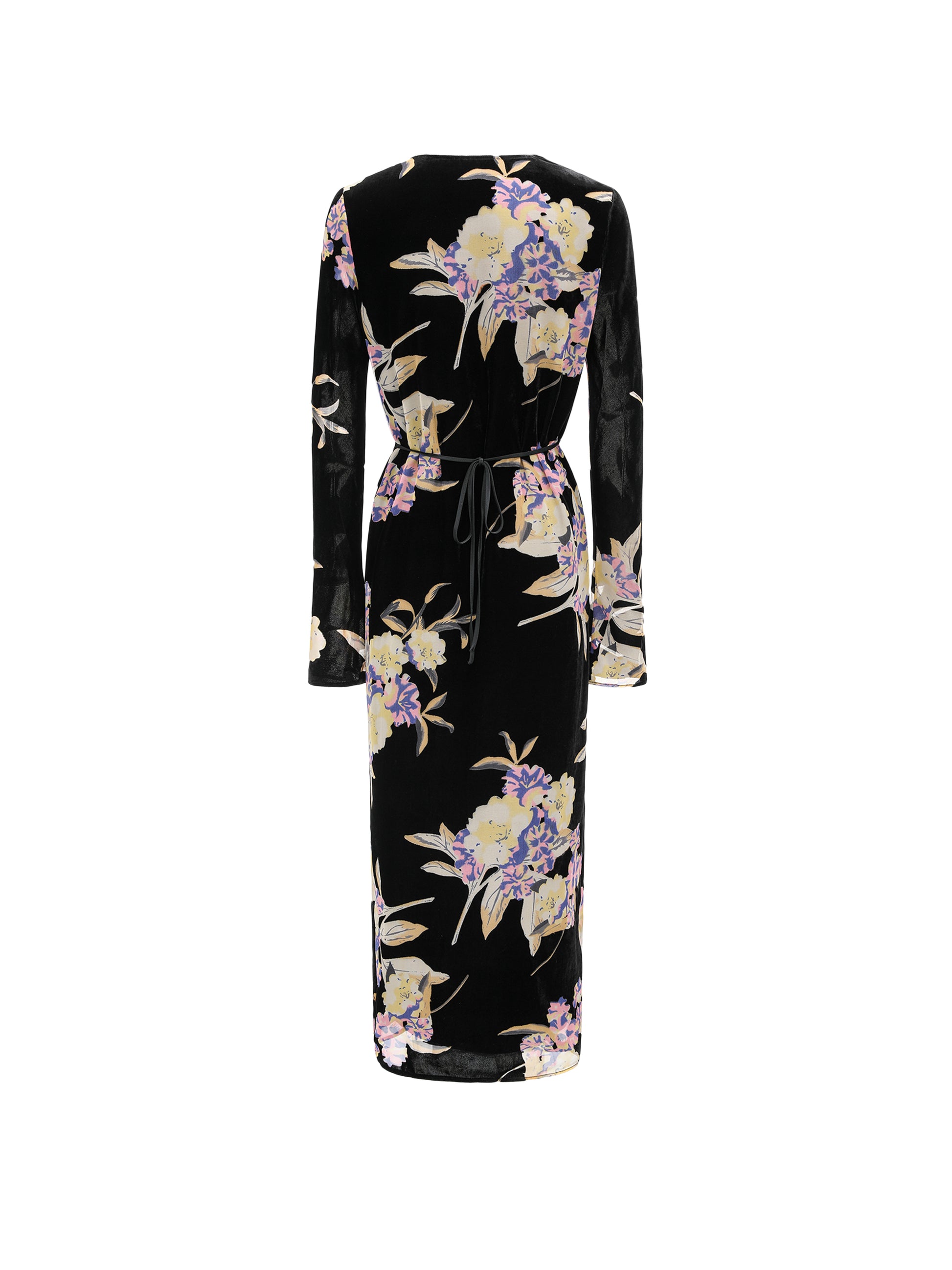 26YEARSOLD Black Floral Velvet Wrap Midi Dress