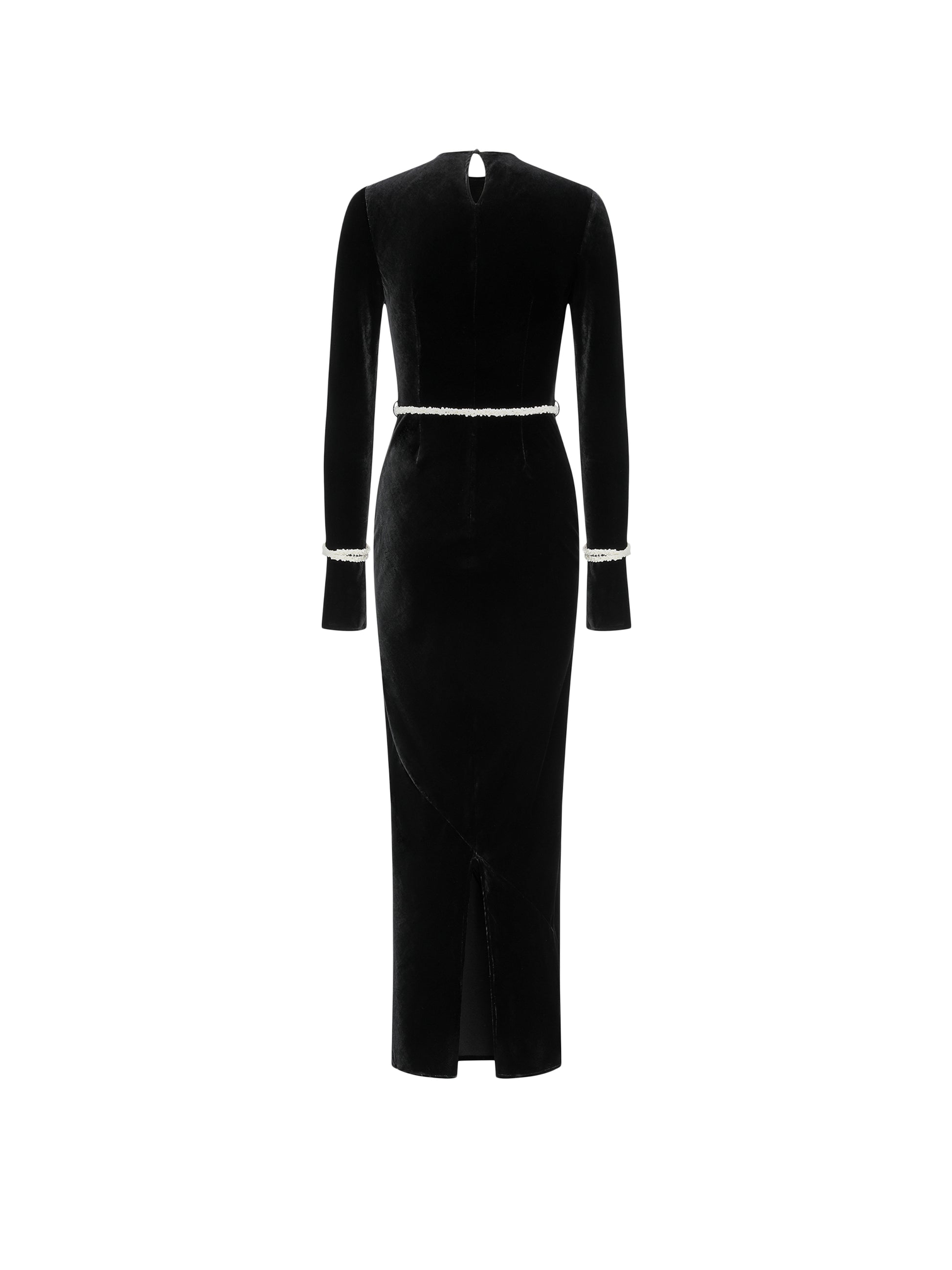 26YEARSOLD Black Velvet Beaded Belt Maxi Dress