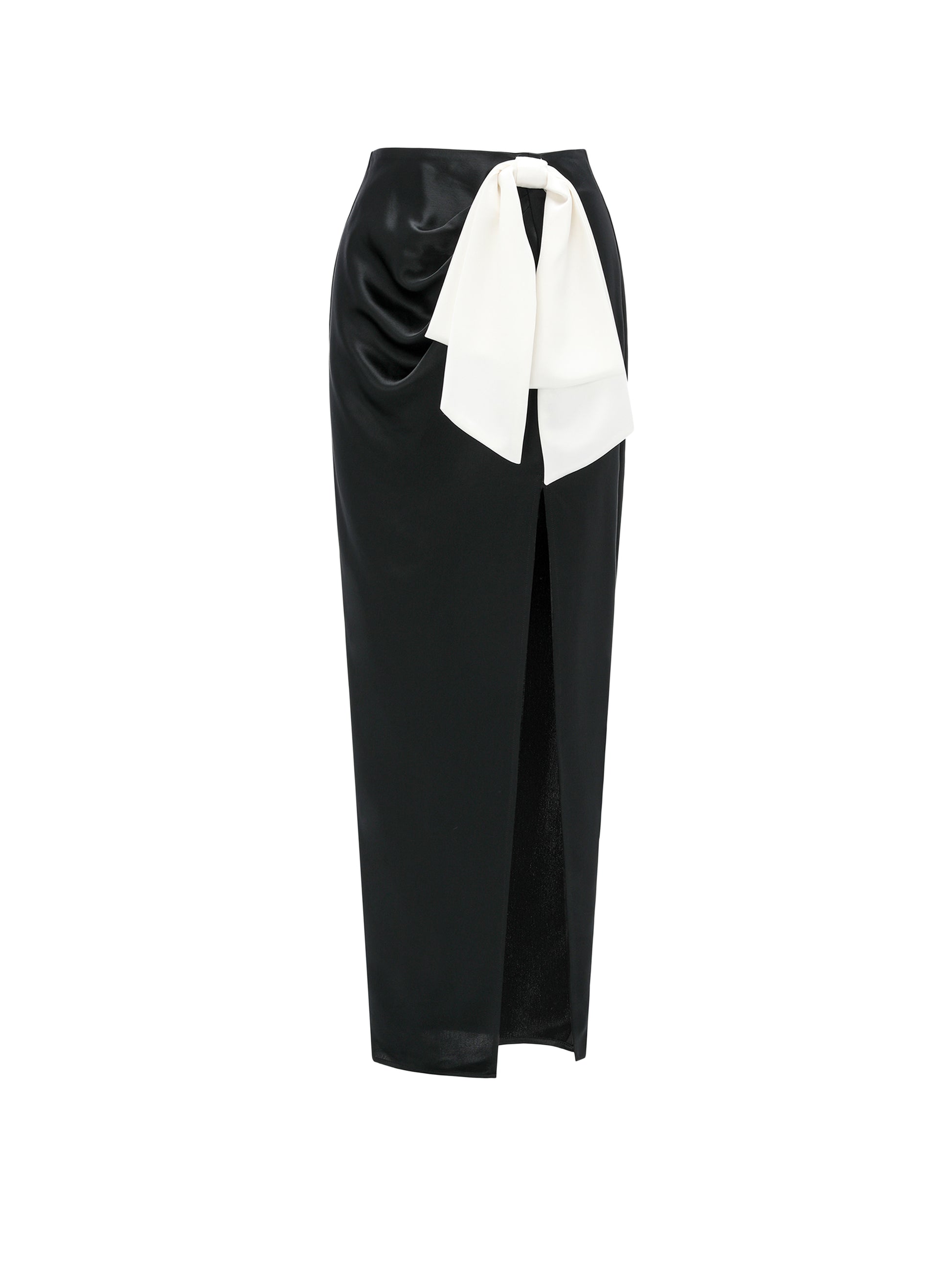 26YEARSOLD Black & Ivory Bow Detail Midi Skirt