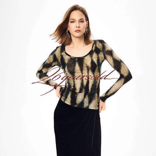 U-Neck Wool Printed Top