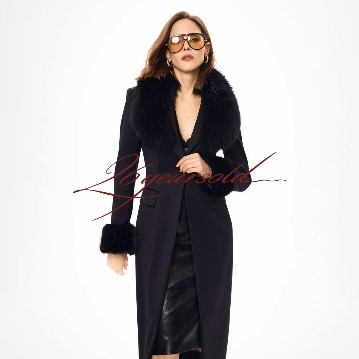 26YEARSOLD Fox Fur-Trim Wool Coat