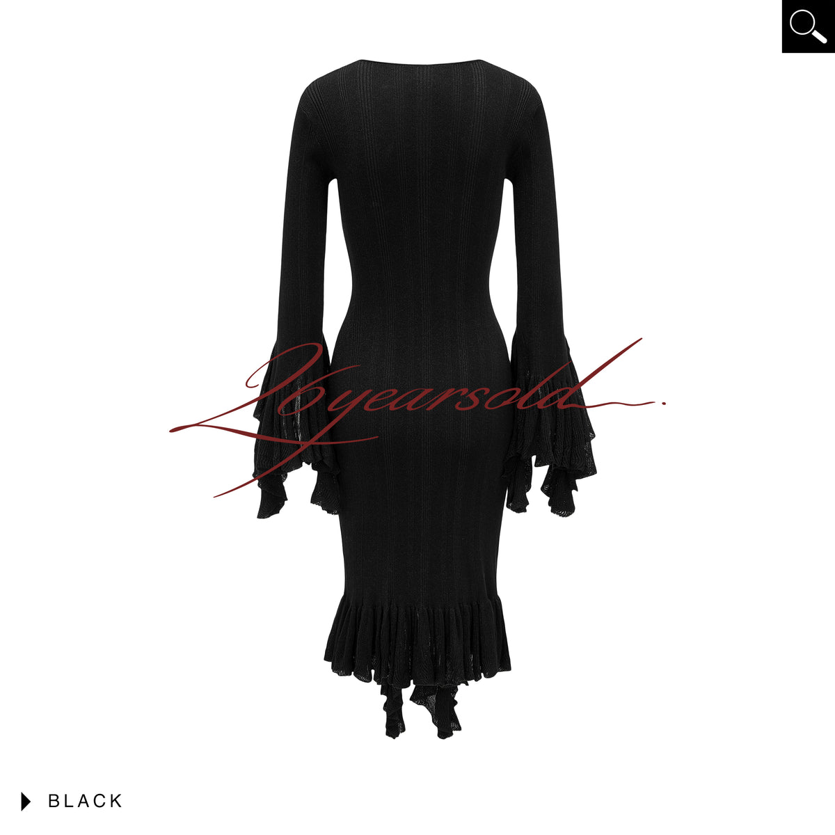 26YEARSOLD Ruffle Trim Knit Midi Dress