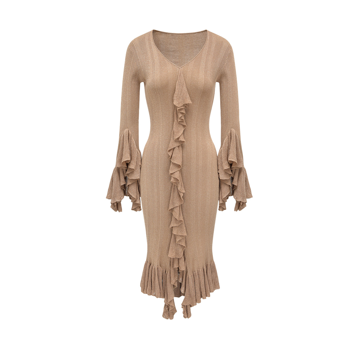 26YEARSOLD Ruffle Trim Knit Midi Dress