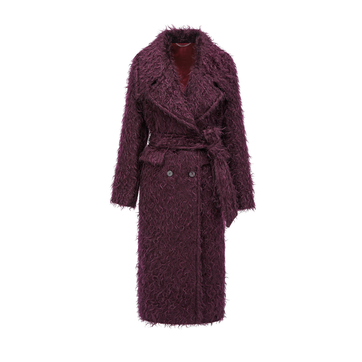 26YEARSOLD Textured Mohair Blend Belted Long Coat