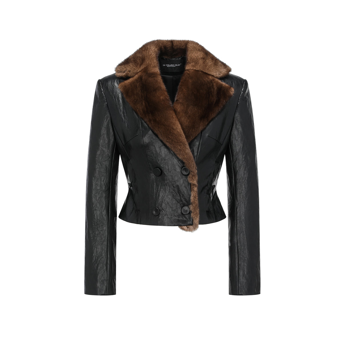 26YEARSOLD Mink Fur Collar Fitted Jacket
