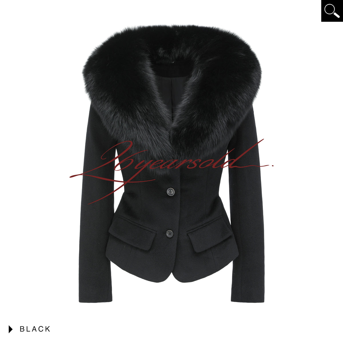 26YEARSOLD Fur-Collar Wool Blazer Black