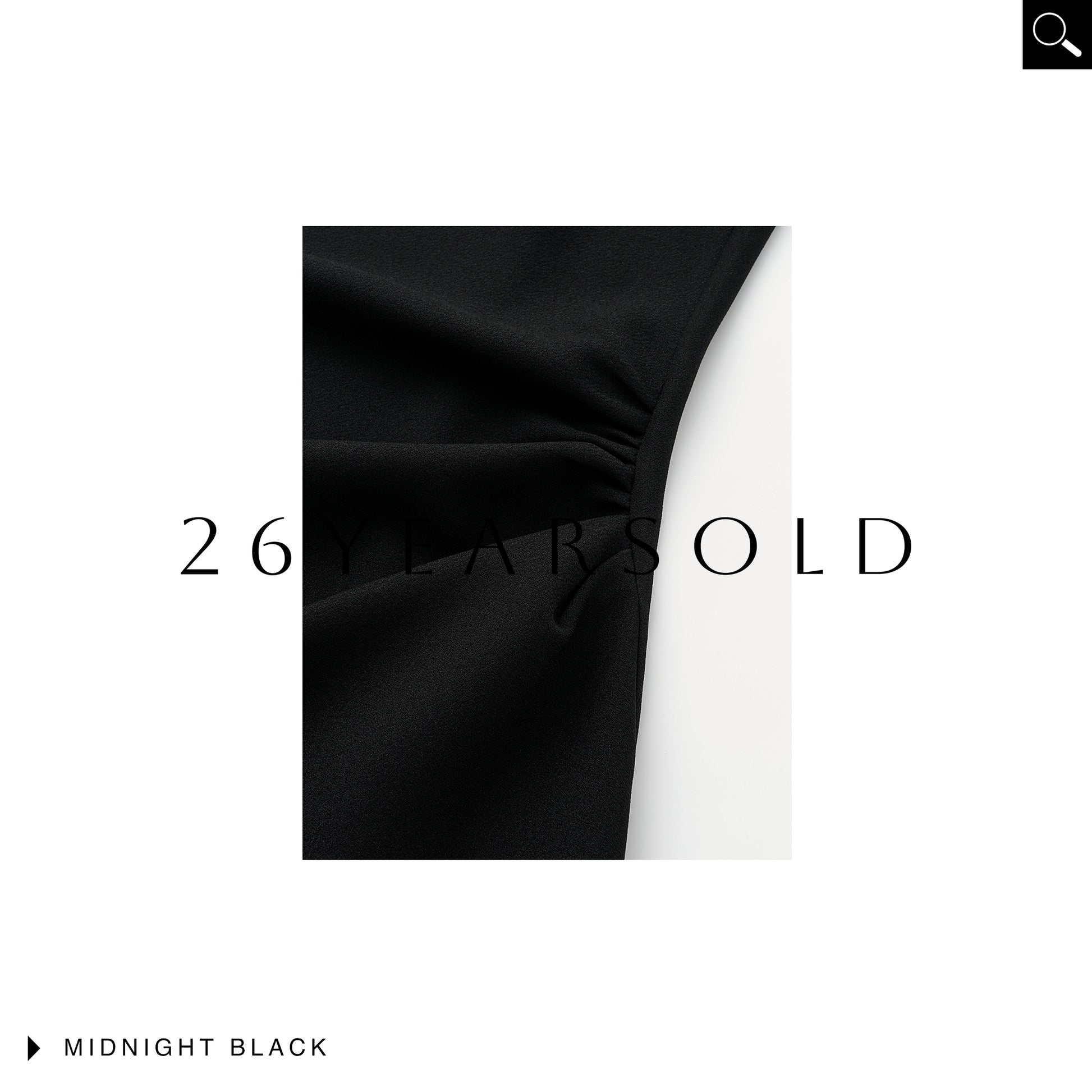 26YEARSOLD Cloud Vein Drapes Black Satin Midi Dress