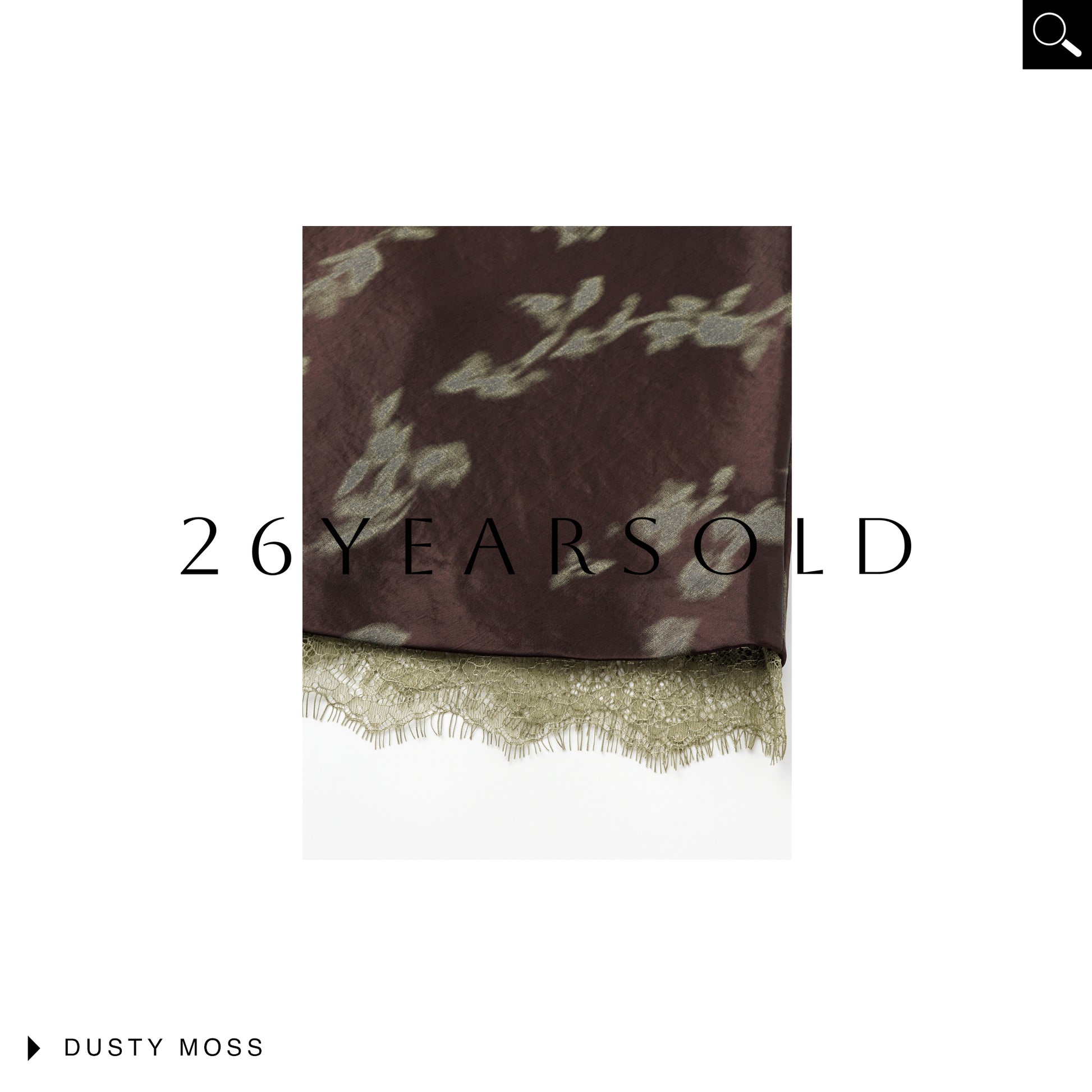 26YEARSOLD Dusty Moss Sparse Elegant Satin Floral Midi Skirt